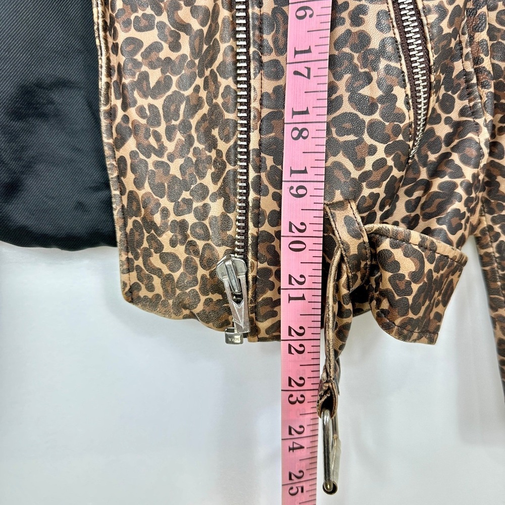 Leopard Print Leather Jacket Small Belted Moto Grunge Edgy Streetwear Festival - Picture 11 of 12